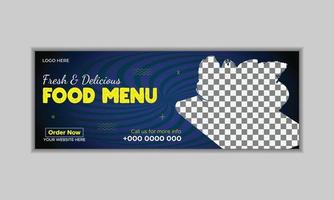 promoção de menu de comida saudável e modelo de banner de capa de mídia social vetor