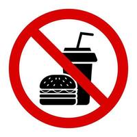 aviso nenhum sinal de comida e bebida e ilustração vetorial de design gráfico de símbolo vetor