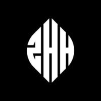 design de logotipo de carta de círculo zhh com forma de círculo e elipse. letras de elipse zhh com estilo tipográfico. as três iniciais formam um logotipo circular. zhh círculo emblema abstrato monograma carta marca vetor. vetor