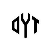 design de logotipo de carta oyt com forma de polígono. oyt polígono e design de logotipo em forma de cubo. oyt hexágono modelo de logotipo de vetor cores brancas e pretas. oyt monograma, logotipo de negócios e imóveis.