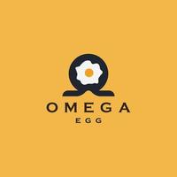 modelo de design de ícone de logotipo de ovo ômega ilustração vetorial plana vetor