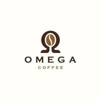 vetor plano de modelo de design de ícone de logotipo de café ômega