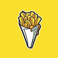 batatas fritas no modelo de logotipo de cone vetor
