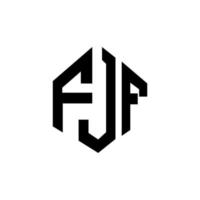 design de logotipo de carta fjf com forma de polígono. fjf polígono e design de logotipo em forma de cubo. fjf hexágono modelo de logotipo de vetor cores brancas e pretas. monograma fjf, logotipo de negócios e imóveis.