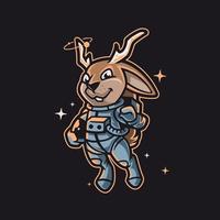 mascote de desenho animado jackalope cósmico vetor