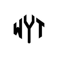 design de logotipo de carta wyt com forma de polígono. wyt polígono e design de logotipo em forma de cubo. modelo de logotipo de vetor wyt hexágono cores brancas e pretas. wyt monograma, logotipo de negócios e imóveis.