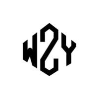 design de logotipo de letra wzy com forma de polígono. wzy polígono e design de logotipo em forma de cubo. modelo de logotipo de vetor hexágono wzy cores brancas e pretas. logotipo wzy monograma, negócios e imóveis.