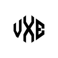 design de logotipo de carta vxe com forma de polígono. vxe polígono e design de logotipo em forma de cubo. modelo de logotipo de vetor hexágono vxe cores brancas e pretas. monograma vxe, logotipo de negócios e imóveis.