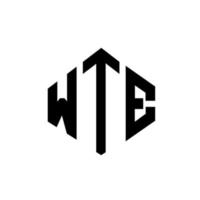 design de logotipo de letra wte com forma de polígono. wte polígono e design de logotipo em forma de cubo. modelo de logotipo de vetor hexágono wte cores brancas e pretas. monograma wte, logotipo de negócios e imóveis.