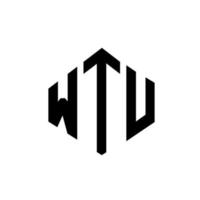 design de logotipo de letra wtu com forma de polígono. wtu polígono e design de logotipo em forma de cubo. modelo de logotipo de vetor hexágono wtu cores brancas e pretas. monograma wtu, logotipo de negócios e imóveis.