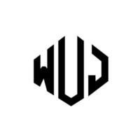 design de logotipo de carta wuj com forma de polígono. wuj polígono e design de logotipo em forma de cubo. wuj hexágono vector logotipo modelo cores brancas e pretas. monograma wuj, logotipo de negócios e imóveis.