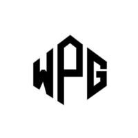 design de logotipo de carta wpg com forma de polígono. wpg polígono e design de logotipo em forma de cubo. wpg hexágono modelo de logotipo de vetor cores brancas e pretas. wpg monograma, logotipo de negócios e imóveis.