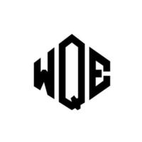 design de logotipo de letra wqe com forma de polígono. wqe polígono e design de logotipo em forma de cubo. modelo de logotipo de vetor hexágono wqe cores brancas e pretas. monograma wqe, logotipo de negócios e imóveis.