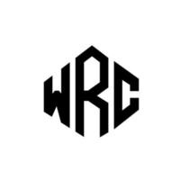 design de logotipo de carta wrc com forma de polígono. wrc polígono e design de logotipo em forma de cubo. wrc hexágono vector logotipo modelo cores brancas e pretas. monograma wrc, logotipo de negócios e imóveis.