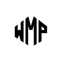 design de logotipo de carta wmp com forma de polígono. wmp polígono e design de logotipo em forma de cubo. wmp hexágono modelo de logotipo de vetor cores brancas e pretas. wmp monograma, logotipo de negócios e imóveis.