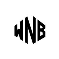 design de logotipo de carta wnb com forma de polígono. wnb polígono e design de logotipo em forma de cubo. modelo de logotipo de vetor hexágono wnb cores brancas e pretas. wnb monograma, logotipo de negócios e imóveis.