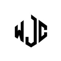 design de logotipo de carta wjc com forma de polígono. wjc polígono e design de logotipo em forma de cubo. wjc hexágono modelo de logotipo de vetor cores brancas e pretas. monograma wjc, logotipo de negócios e imóveis.