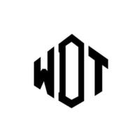 design de logotipo de letra wdt com forma de polígono. wdt polígono e design de logotipo em forma de cubo. modelo de logotipo de vetor hexágono wdt cores brancas e pretas. monograma wdt, logotipo de negócios e imóveis.