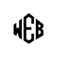 design de logotipo de carta da web com forma de polígono. web polígono e design de logotipo em forma de cubo. web modelo de logotipo de vetor hexágono cores brancas e pretas. monograma da web, logotipo de negócios e imóveis.