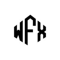 design de logotipo de carta wfx com forma de polígono. wfx polígono e design de logotipo em forma de cubo. wfx hexagon vector logo template cores brancas e pretas. wfx monograma, logotipo de negócios e imóveis.
