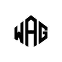 wag letter design de logotipo com forma de polígono. wag polígono e design de logotipo em forma de cubo. abanar o modelo de logotipo de vetor hexágono cores brancas e pretas. wag monograma, logotipo de negócios e imobiliário.