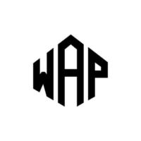 design de logotipo de carta wap com forma de polígono. wap polígono e design de logotipo em forma de cubo. wap hexágono modelo de logotipo de vetor cores brancas e pretas. wap monograma, logotipo de negócios e imóveis.