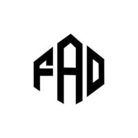 design de logotipo de carta fao com forma de polígono. polígono fao e design de logotipo em forma de cubo. fao hexágono vector logotipo modelo cores brancas e pretas. monograma fao, logotipo de negócios e imóveis.