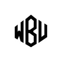 design de logotipo de carta wbu com forma de polígono. wbu polígono e design de logotipo em forma de cubo. modelo de logotipo de vetor hexágono wbu cores brancas e pretas. monograma wbu, logotipo de negócios e imóveis.