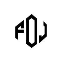 design de logotipo de letra fdj com forma de polígono. fdj polígono e design de logotipo em forma de cubo. modelo de logotipo de vetor hexágono fdj cores brancas e pretas. fdj monograma, logotipo de negócios e imóveis.