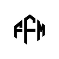 design de logotipo de carta ffm com forma de polígono. polígono ffm e design de logotipo em forma de cubo. modelo de logotipo de vetor hexágono ffm cores brancas e pretas. ffm monograma, logotipo de negócios e imóveis.