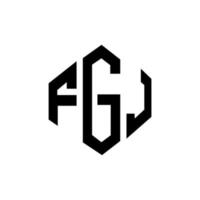 design de logotipo de carta fgj com forma de polígono. fgj polígono e design de logotipo em forma de cubo. fgj hexágono modelo de logotipo de vetor cores brancas e pretas. fgj monograma, logotipo de negócios e imóveis.