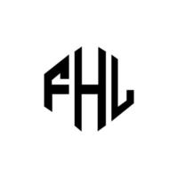 design de logotipo de carta fhl com forma de polígono. polígono fhl e design de logotipo em forma de cubo. modelo de logotipo de vetor hexágono fhl cores brancas e pretas. monograma fhl, logotipo de negócios e imóveis.