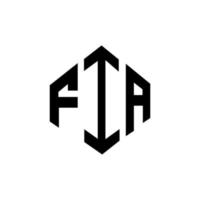 design de logotipo de carta fia com forma de polígono. fia polígono e design de logotipo em forma de cubo. modelo de logotipo de vetor fia hexágono cores brancas e pretas. fia monograma, logotipo de negócios e imóveis.