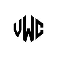 design de logotipo de carta vwc com forma de polígono. vwc polígono e design de logotipo em forma de cubo. vwc hexágono modelo de logotipo de vetor cores brancas e pretas. monograma vwc, logotipo de negócios e imóveis.