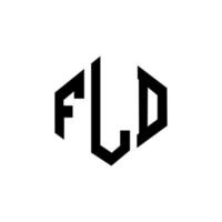 design de logotipo de carta fld com forma de polígono. fld polígono e design de logotipo em forma de cubo. fld modelo de logotipo de vetor hexágono cores brancas e pretas. fld monograma, logotipo de negócios e imóveis.