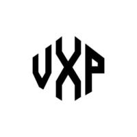 design de logotipo de carta vxp com forma de polígono. vxp polígono e design de logotipo em forma de cubo. modelo de logotipo de vetor hexágono vxp cores brancas e pretas. monograma vxp, logotipo de negócios e imóveis.