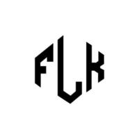 design de logotipo de carta flk com forma de polígono. flk polígono e design de logotipo em forma de cubo. flk hexágono modelo de logotipo de vetor cores brancas e pretas. flk monograma, logotipo de negócios e imóveis.