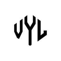 design de logotipo de carta vyl com forma de polígono. vyl polígono e design de logotipo em forma de cubo. modelo de logotipo de vetor hexágono vyl cores brancas e pretas. vyl monograma, logotipo de negócios e imóveis.