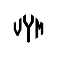 design de logotipo de carta vym com forma de polígono. vym polígono e design de logotipo em forma de cubo. modelo de logotipo de vetor hexágono vym cores brancas e pretas. vym monograma, logotipo de negócios e imóveis.