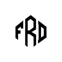 design de logotipo de carta frd com forma de polígono. Frd polígono e design de logotipo em forma de cubo. frd modelo de logotipo de vetor hexágono cores brancas e pretas. frd monograma, logotipo de negócios e imóveis.