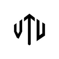 design de logotipo de letra vtu com forma de polígono. vtu polígono e design de logotipo em forma de cubo. vtu hexágono modelo de logotipo de vetor cores brancas e pretas. monograma vtu, logotipo de negócios e imóveis.