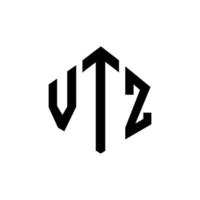 design de logotipo de letra vtz com forma de polígono. vtz polígono e design de logotipo em forma de cubo. modelo de logotipo de vetor hexágono vtz cores brancas e pretas. vtz monograma, logotipo de negócios e imóveis.