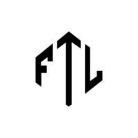 design de logotipo de letra ftl com forma de polígono. ftl polígono e design de logotipo em forma de cubo. modelo de logotipo de vetor hexágono ftl cores brancas e pretas. ftl monograma, logotipo de negócios e imóveis.