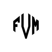 design de logotipo de carta fvm com forma de polígono. polígono fvm e design de logotipo em forma de cubo. modelo de logotipo de vetor hexágono fvm cores brancas e pretas. monograma fvm, logotipo de negócios e imóveis.