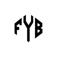 design de logotipo de carta fyb com forma de polígono. polígono fyb e design de logotipo em forma de cubo. modelo de logotipo de vetor hexágono fyb cores brancas e pretas. monograma fyb, logotipo de negócios e imóveis.