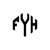 design de logotipo de carta fyh com forma de polígono. fyh polígono e design de logotipo em forma de cubo. fyh hexágono modelo de logotipo de vetor cores brancas e pretas. monograma fyh, logotipo de negócios e imóveis.