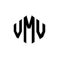 design de logotipo de carta vmv com forma de polígono. vmv polígono e design de logotipo em forma de cubo. modelo de logotipo de vetor hexágono vmv cores brancas e pretas. monograma vmv, logotipo comercial e imobiliário.