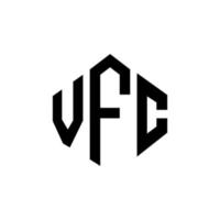 design de logotipo de carta vfc com forma de polígono. vfc polígono e design de logotipo em forma de cubo. vfc hexagon vector logo template cores brancas e pretas. monograma vfc, logotipo de negócios e imóveis.