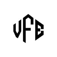 design de logotipo de letra vfe com forma de polígono. vfe polígono e design de logotipo em forma de cubo. modelo de logotipo de vetor hexágono vfe cores brancas e pretas. monograma vfe, logotipo de negócios e imóveis.