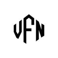 design de logotipo de carta vfn com forma de polígono. vfn polígono e design de logotipo em forma de cubo. vfn hexágono modelo de logotipo de vetor cores brancas e pretas. monograma vfn, logotipo de negócios e imóveis.